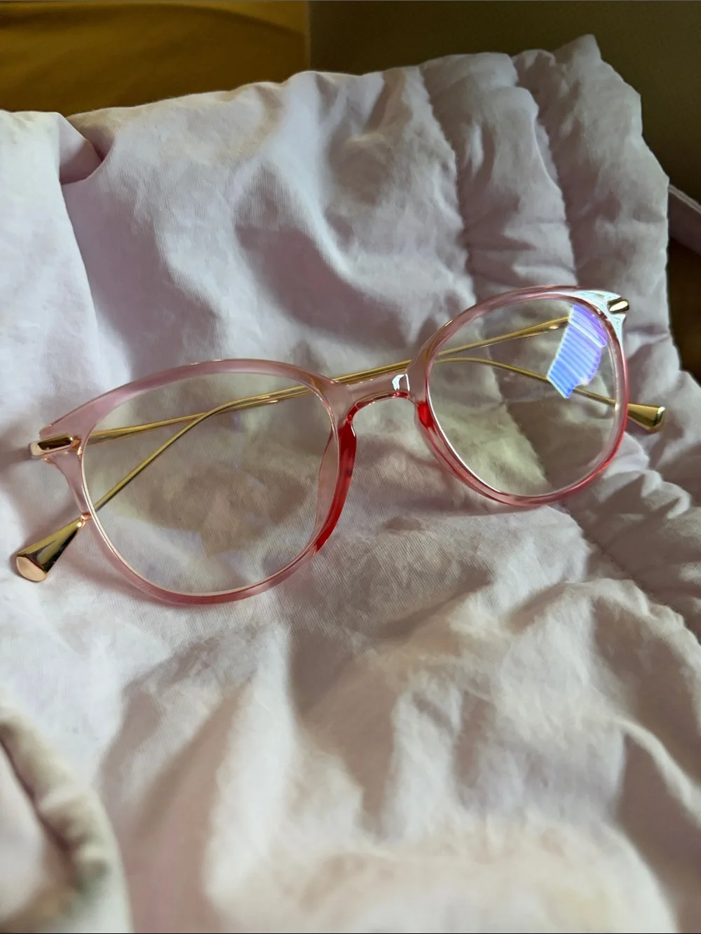 Pink Transparent Round Blue Light Glasses